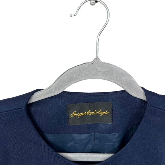 Giorgio Sant Angelo Womens Blazer Collarless Front Four Pockets Lined Navy Sz 12 - Picture 3 of 6